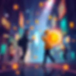 Illustration showing peer-to-peer transactions with people exchanging digital currencies securely, highlighting privacy and security