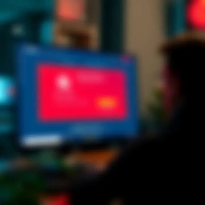 A person checking P2Pool software on a computer screen with a graphic showing an update notification.