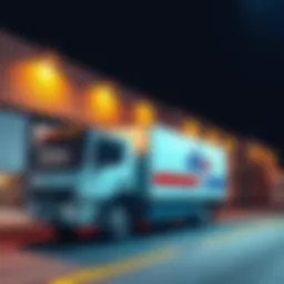 A delivery truck parked next to a warehouse, highlighting the reduction in parcel distribution rates from 15% to 9%.