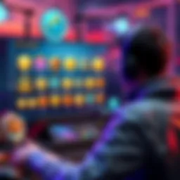 A player looking at gaming parcels on a screen with badges in the foreground