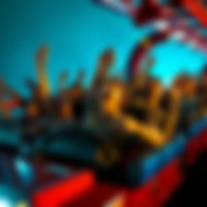 Thrilled participants feeling extreme G forces on a roller coaster, with hands in the air and expressions of excitement.