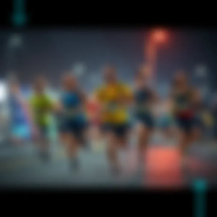 People participating in a weekend marathon, showing enthusiasm while tracking their steps