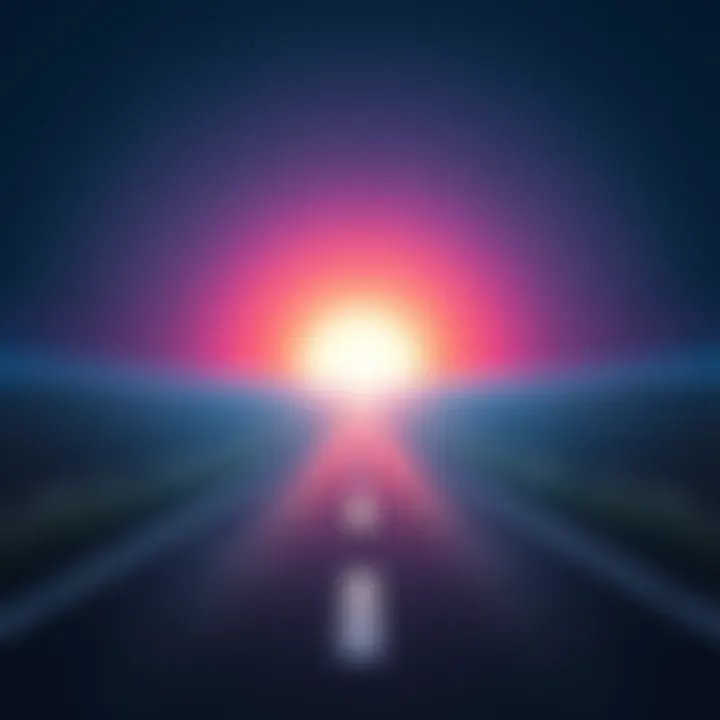 A clear road leading towards a bright horizon, symbolizing Midnight's potential for adoption without pitfalls