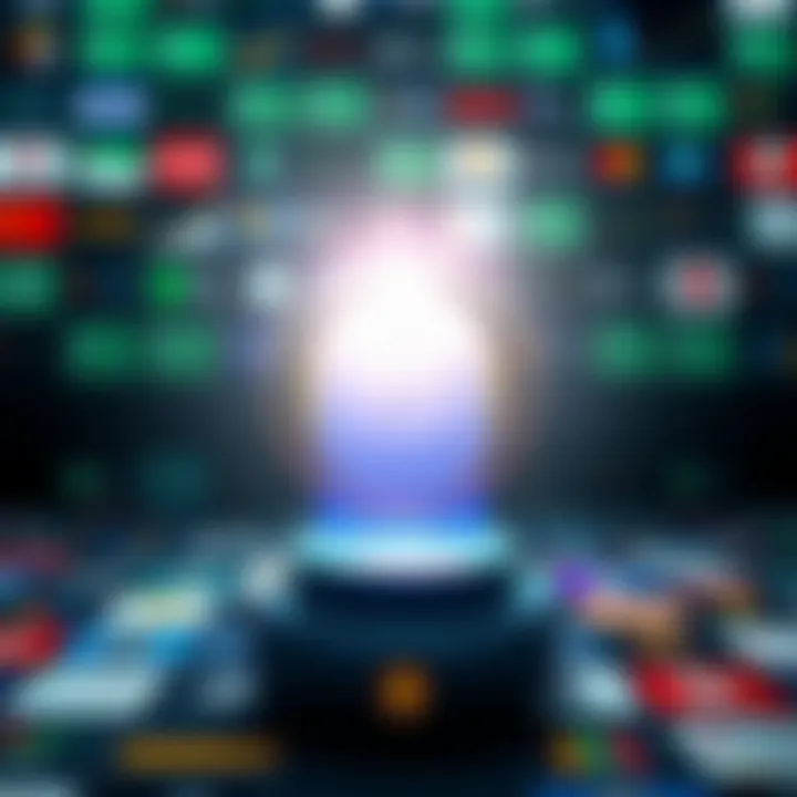 A bright coin symbol representing $PATOS against a backdrop of exchange logos, highlighting its strong potential for returns.