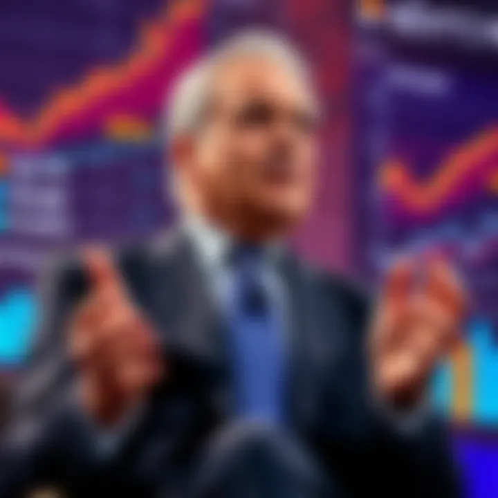 SEC Chair Paul Atkins speaks at a conference about including cryptocurrency in retirement accounts, surrounded by financial charts and graphs