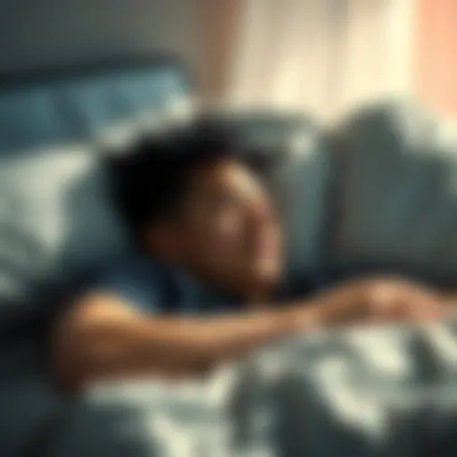A person sleeping peacefully in a calm bedroom, showcasing relaxation and improved sleep quality after changing jobs.