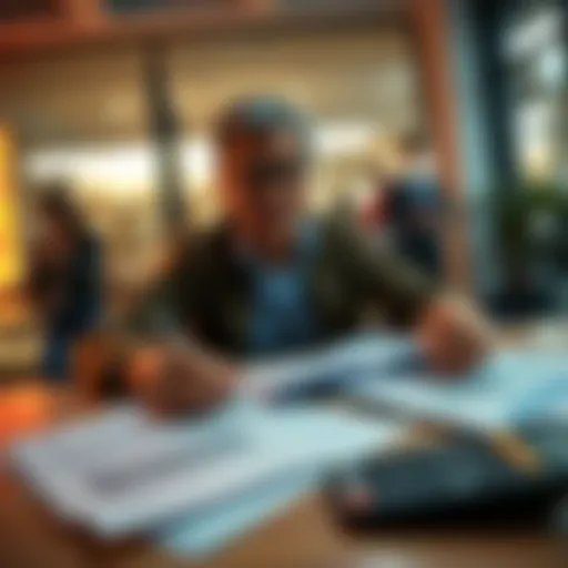 A person considering pension withdrawal options at age 55 with financial documents and a calculator on a table.