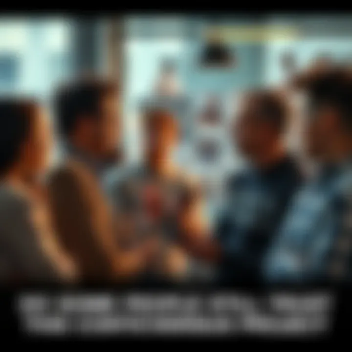 A group of people discussing their differing opinions on a controversial project in a casual setting.