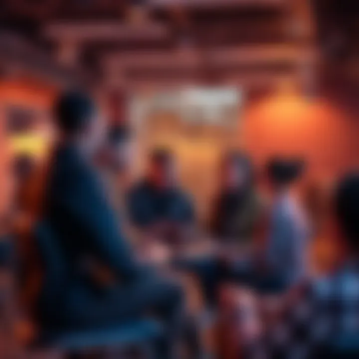 People discussing agglaying concept Group of people in a casual setting talking about the meaning of agglaying