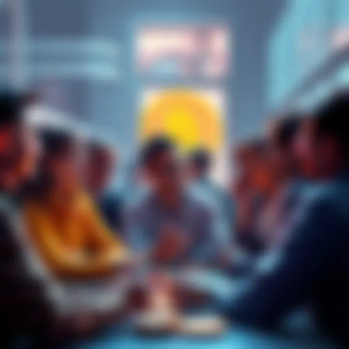 A group of people engaged in a conversation about Bitcoin, sharing insights and questions.