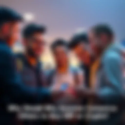 A group of friends talking about investing in cryptocurrency, with charts and graphs displayed on a phone, showing interest in XRP.