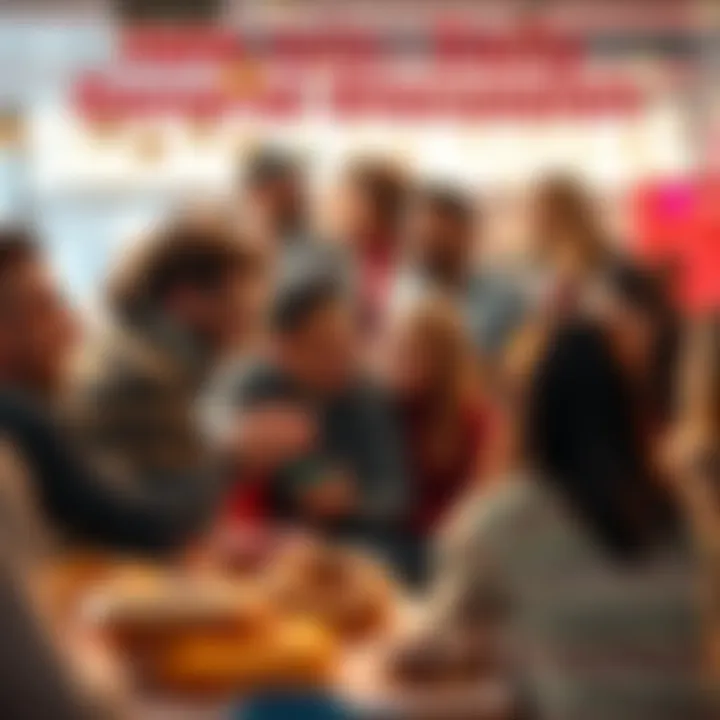 A group of people engaging in a lively discussion about donuts in a community setting