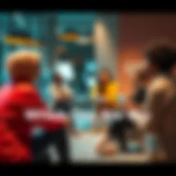 People Discussing Identity Questions A diverse group of people sitting in a circle, sharing thoughts on identity and personal choices, creating a sense of community.