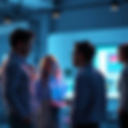 Group of people talking about the Inibox and its features in a casual setting