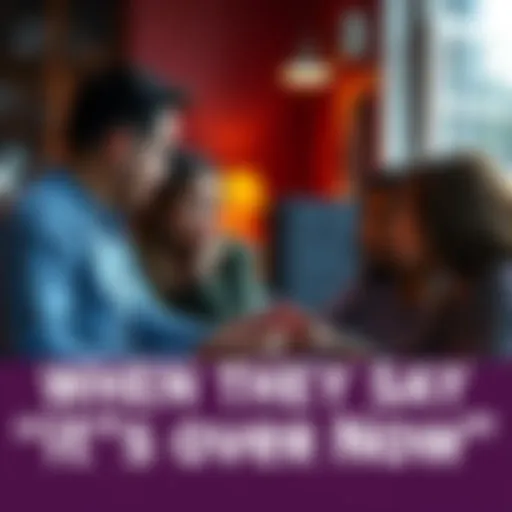 A group of people engaged in a serious conversation, reflecting on the phrase 'It's over now' and its meaning in their lives