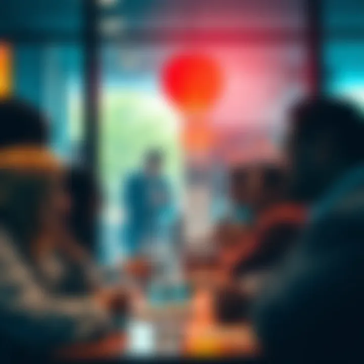 People discussing perceptions of weakness A group of people in a cafΓ© having a serious conversation about social dynamics and perceptions of weakness