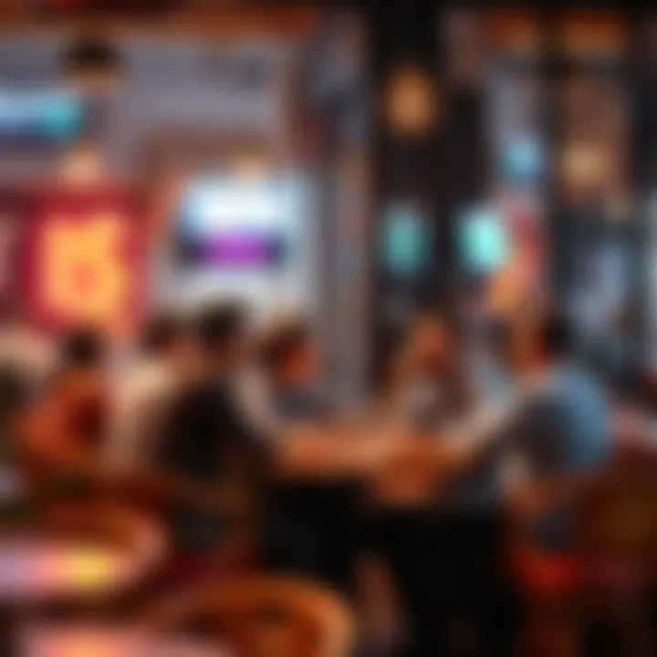 A group of people engaged in a lively discussion about new trends at a café.