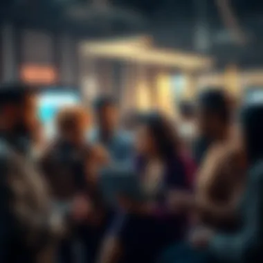 Group of diverse people sharing opinions on a digital platform