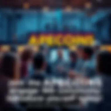 A diverse group of people chatting and sharing ideas about APECOINS in a welcoming setting