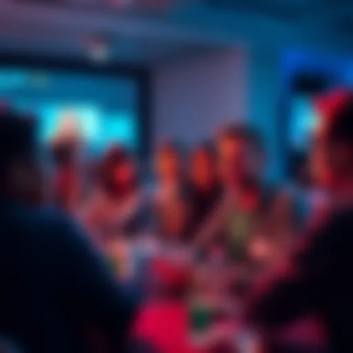 A group of diverse individuals participating in a lively discussion about cryptocurrencies at a conference or meetup.
