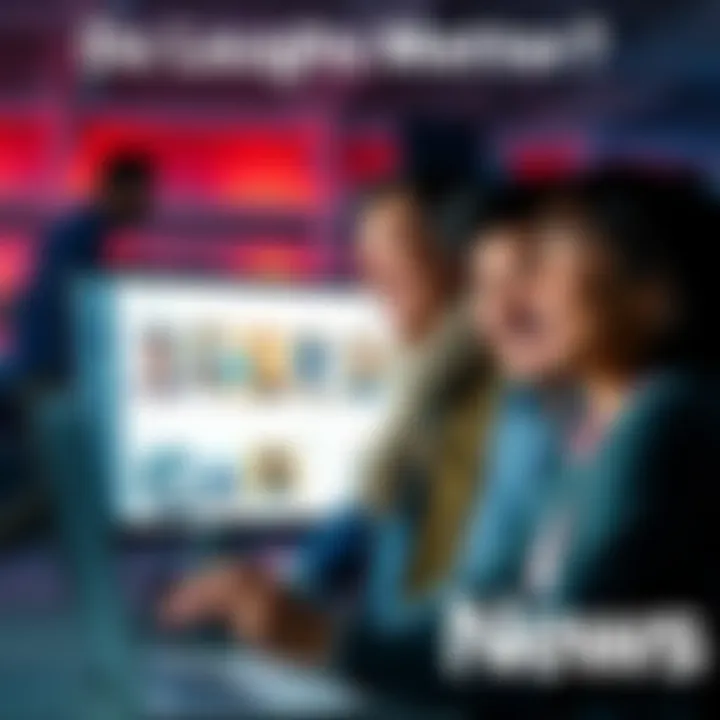 A group of people laughing while looking at a screen showing the Portfoliogone trend