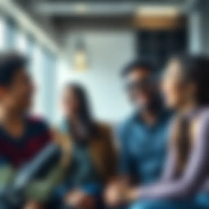 A diverse group of friends sharing a light moment, laughing and enjoying each other's company in a casual setting.