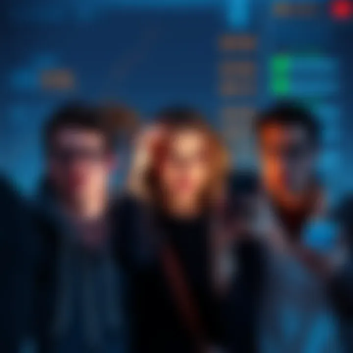 A group of people looking at their phones with shocked expressions as they see high transaction fees for Ethereum, with a digital wallet background showing USDC transactions.