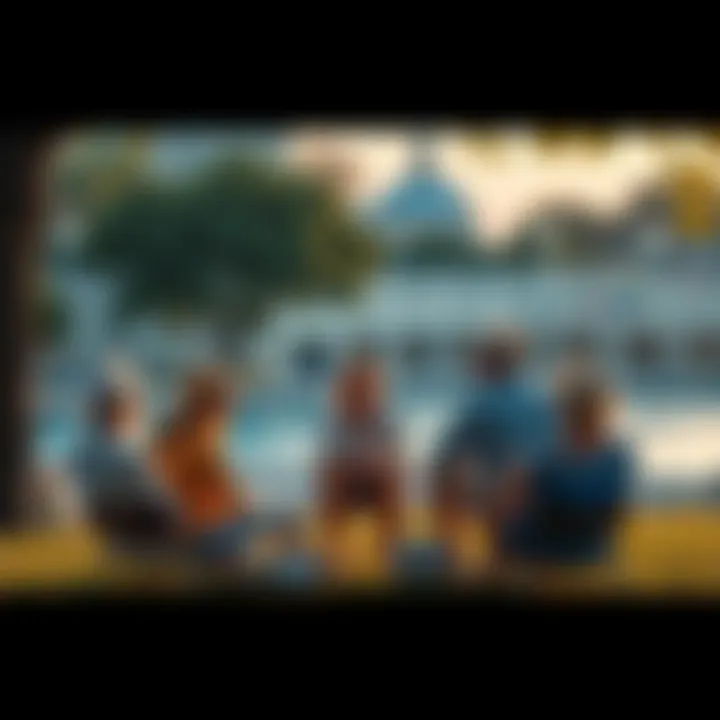 A group of people sitting together, enjoying a park while discussing simple investment strategies rather than checking pools, representing a shift in focus from high yield to ease of management.