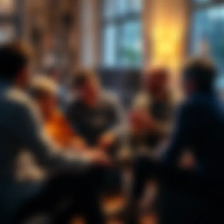 A group of people sitting in a circle, talking animatedly while sharing strange stories with each other, creating a warm and inviting atmosphere.