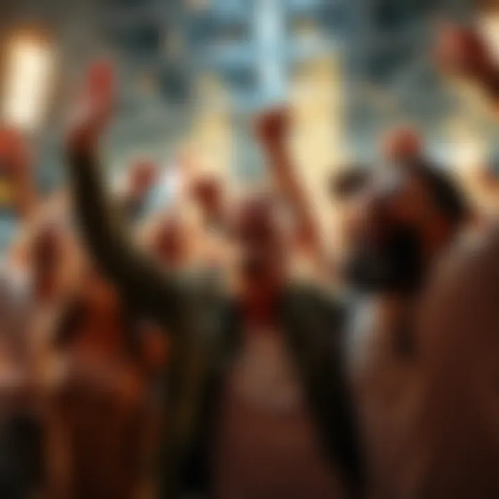 Group of people celebrating with excitement after a win, showing joy and hope for the future