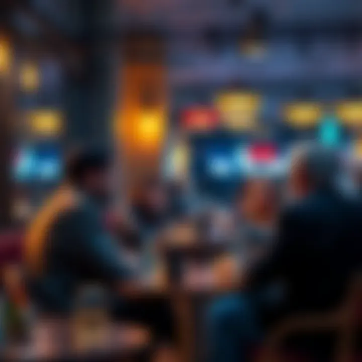A group of people in a café discussing their views on banks and finances, expressing concerns about trust and transparency in banking.