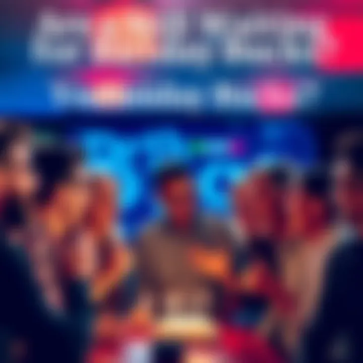 Group of people talking about birthday bucks with excited expressions