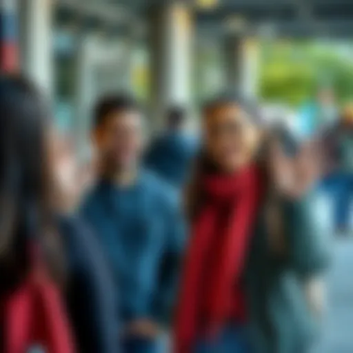 Two people smiling and waving at each other, greeting with 'Hi' in a casual setting