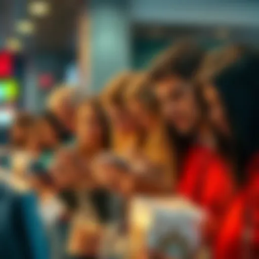 Group of frustrated people checking their phones for food order updates