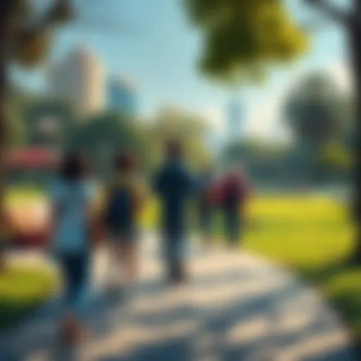 People walking in a park A group of people enjoying a walk in a park, reflecting on memories from 2016