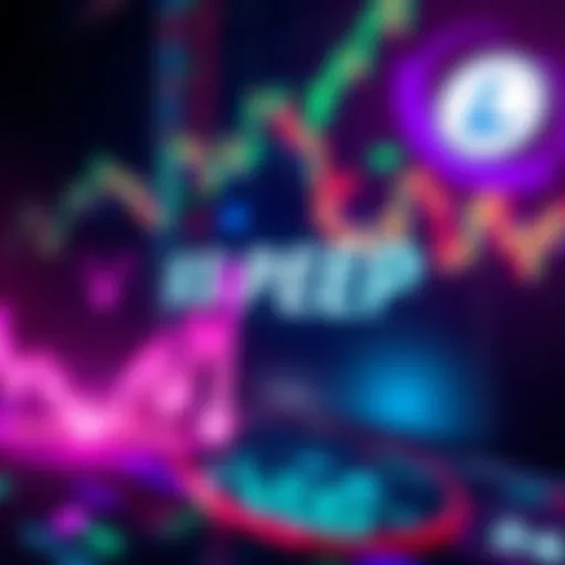 A graphic showing $PEP trading pairs available on Kraken with a background of rising cryptocurrency prices and Litecoin logo