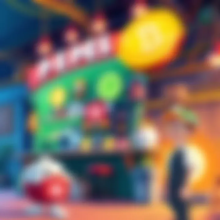 Illustration of PepecoinHub with merchandise and a character from Pepe Century game