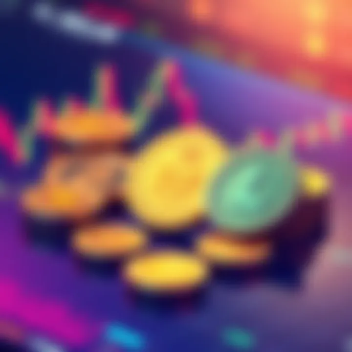 An illustration showing various perpetual trading tokens with symbols for SUI and LINK on a digital trading platform interface.