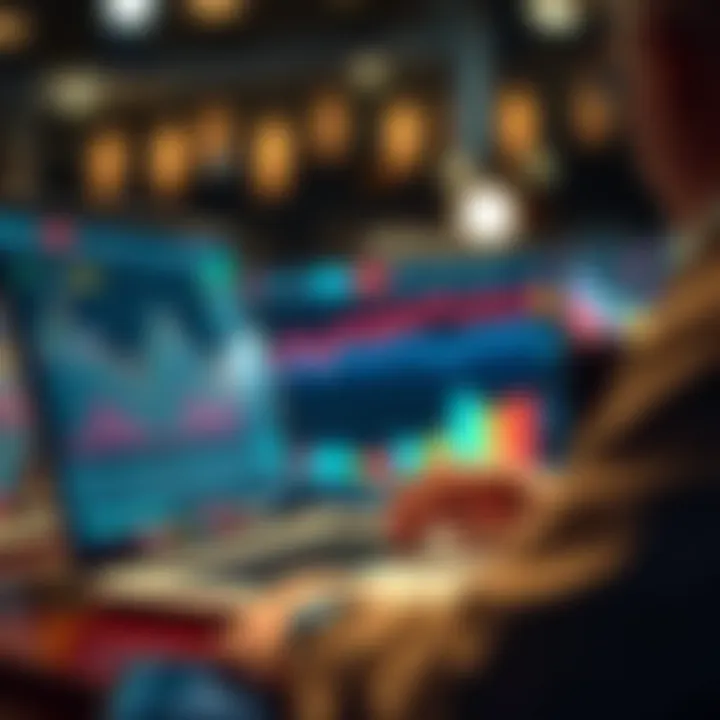 A person looking at charts and graphs on a laptop screen, focusing on conversion rates and optimization strategies.