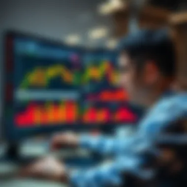 Individual looking at stock market trends on a computer, symbolizing decision-making during market dips