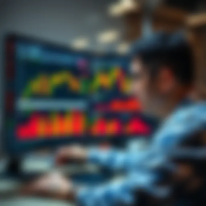 Individual looking at stock market trends on a computer, symbolizing decision-making during market dips