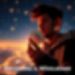 Individual holding a digital coin and looking towards the future, symbolizing the journey to becoming a Wholecoiner