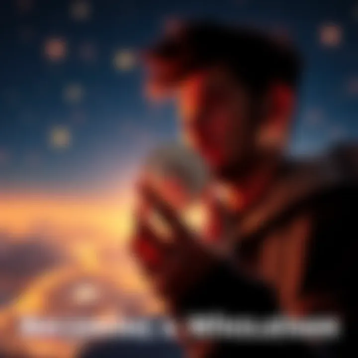 Individual holding a digital coin and looking towards the future, symbolizing the journey to becoming a Wholecoiner