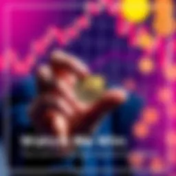 A person excitedly holding a shiny coin, symbolizing a challenge inspired by Michael J. Saylor, with a background of graphs and coins