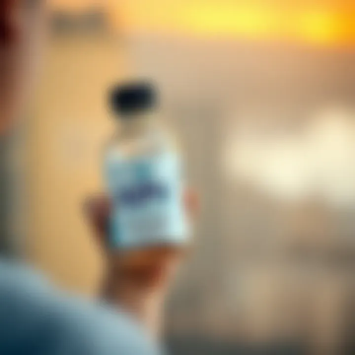 Individual showing a bottle of oral KPV peptide, reflecting on gut health experience