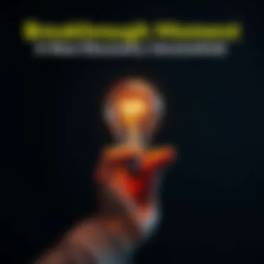 A person excitedly holds a glowing light bulb, symbolizing a new idea or discovery.