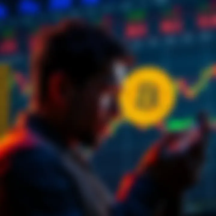 Person looking at Bitcoin price chart Individual feeling stressed while watching Bitcoin prices drop on their phone