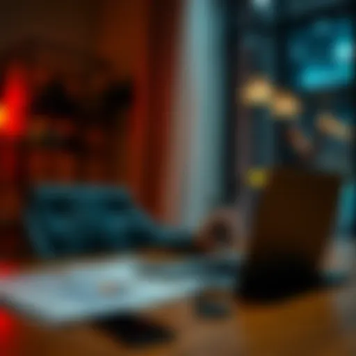A person sits at a table with a laptop, reviewing financial documents and spreadsheets, symbolizing money management and funds. The scene reflects a move towards decentralized finance solutions like B...