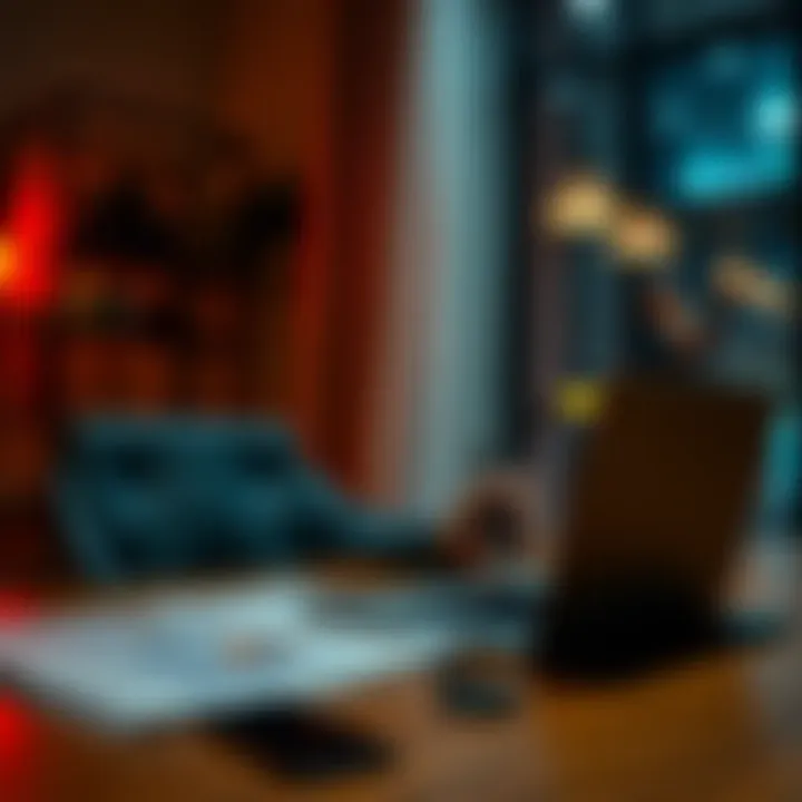A person sits at a table with a laptop, reviewing financial documents and spreadsheets, symbolizing money management and funds. The scene reflects a move towards decentralized finance solutions like B...