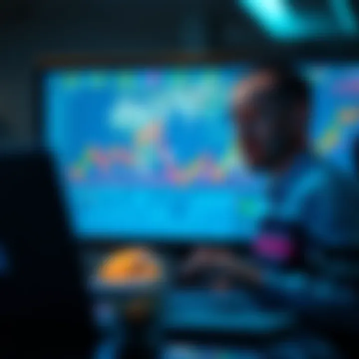 A concerned person reviewing financial charts on a laptop, reflecting skepticism about AI trading in decentralized finance.